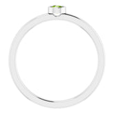 Platinum 3 mm Natural Peridot Ring